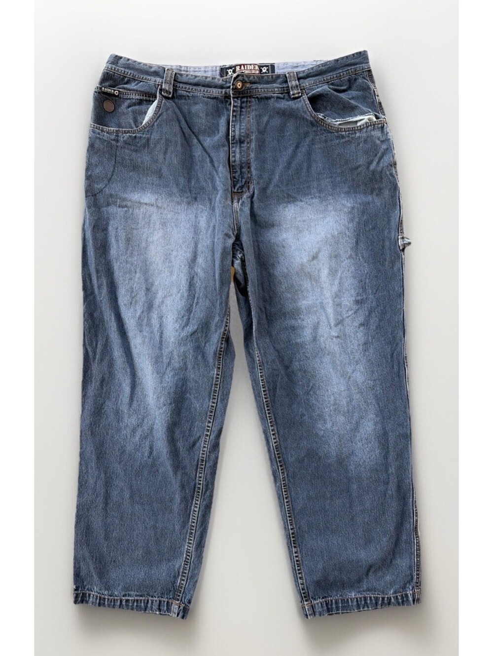 Raider Jean Co Vintage Mens Dark Wash Straight Leg Denim Blue Jeans Size 44